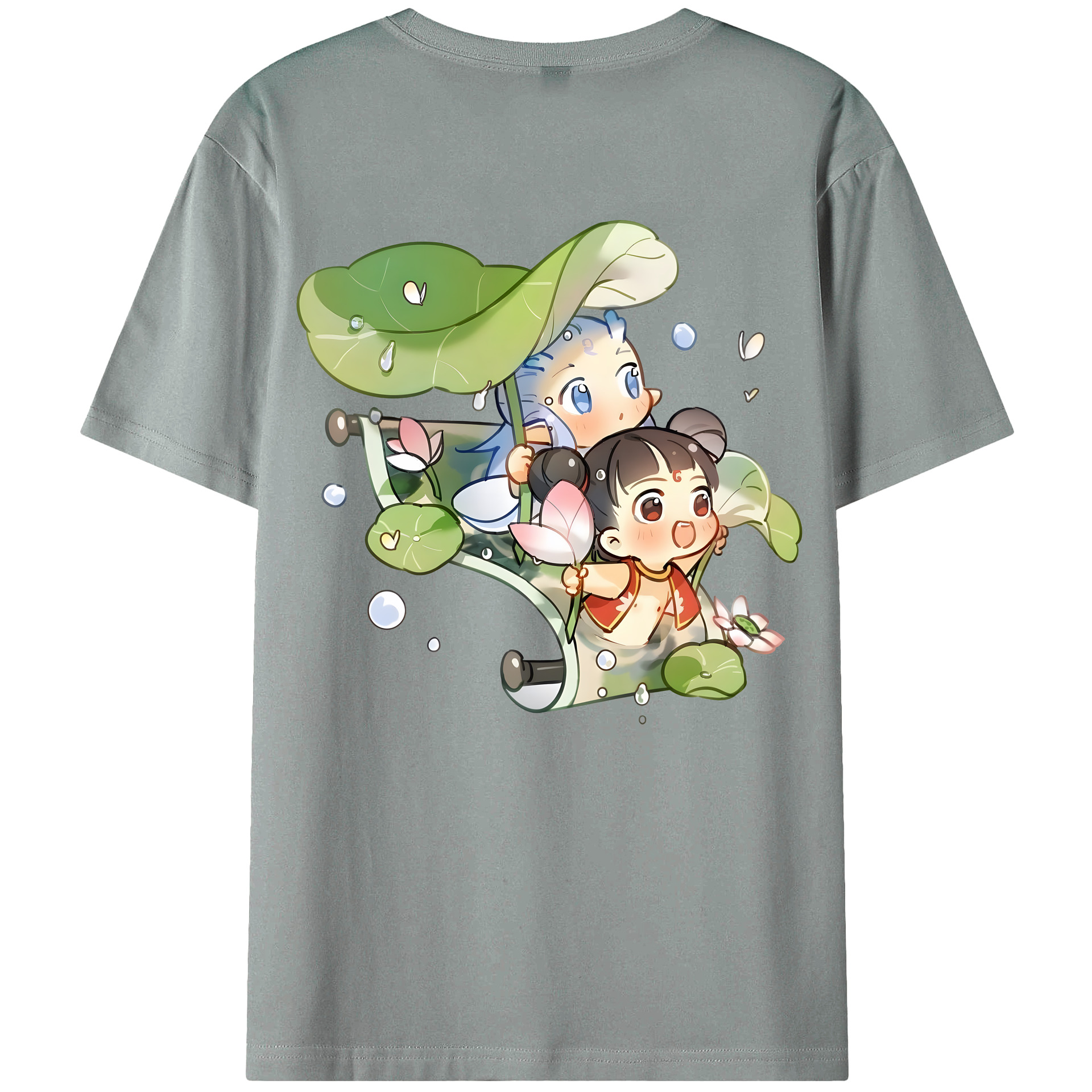 （画像用） Ne Zha 2 ナタ 魔童の大暴れ 綿100％ メンズ半袖Tシャツ（バックプリント） 通気性